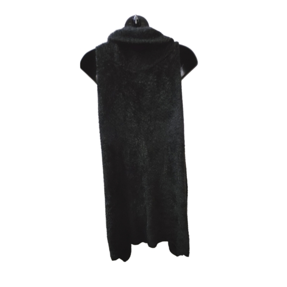 TALULAH BLACK FUZZY KNIT WATERFALL SLEEVELESS CARDIGAN - Picture 3 of 4